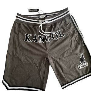 Kangol Dark Gray Logo Mesh Sports Shorts XL Brand New NWT Fashion Lounge Wear